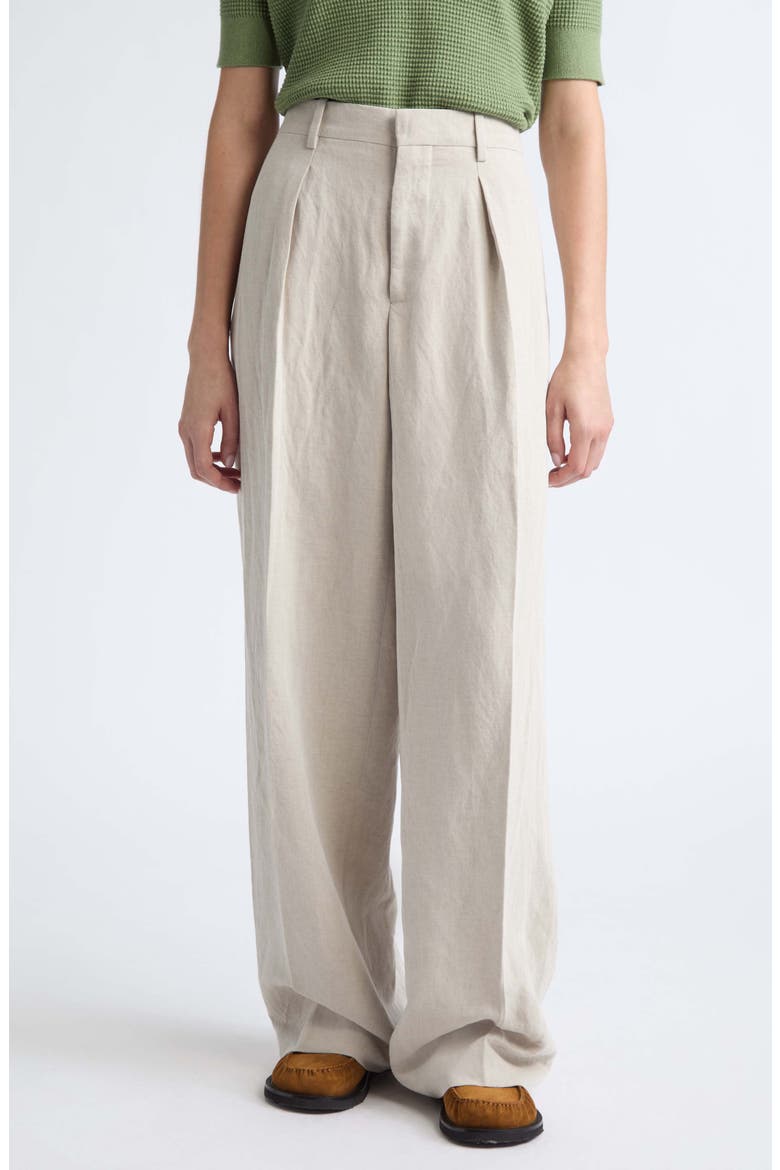 Linen & Nylon Straight Leg Pants, Main, color, NATURAL