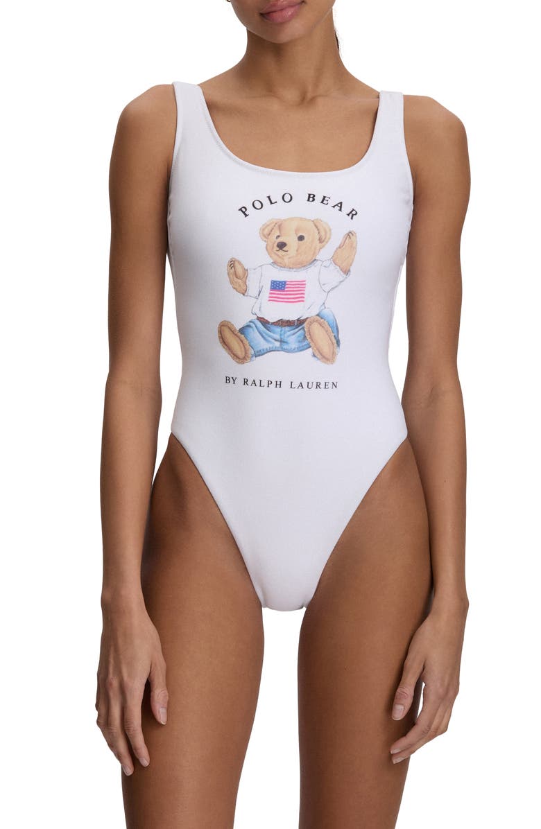 Polo Ralph Lauren Scoop One-Piece Swimsuit, Main, color, White