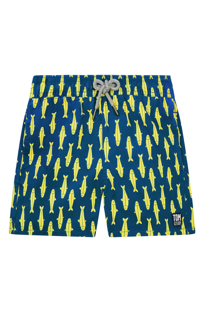 Tom & Teddy Kids' Sardines Swim Trunks, Main, color,