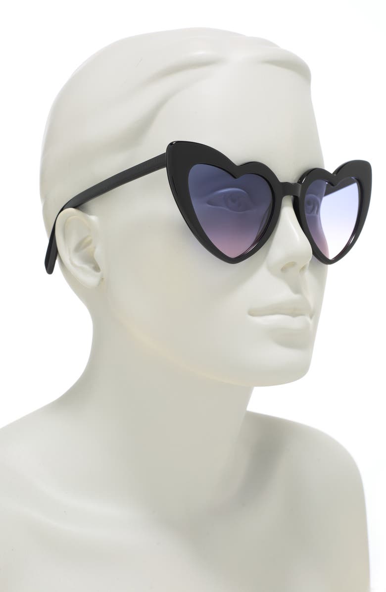 Saint Laurent 54mm Heart Shaped Fashion Sunglasses, Alternate, color,