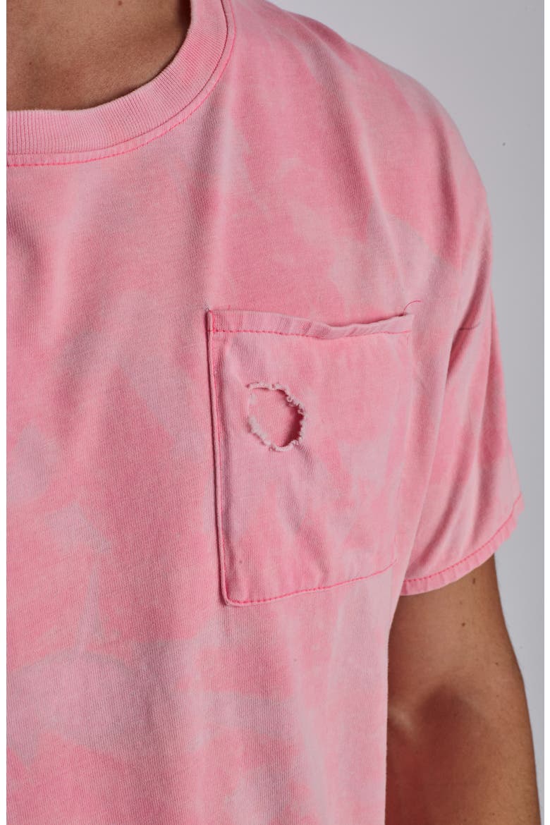 Distressed Cotton T-Shirt, Alternate, color, NEON PINK