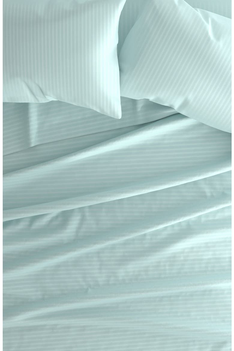 HOME SPUN Premium Ultra Soft Striped 4-Piece Bed Sheet Set, Alternate, color, AQUA