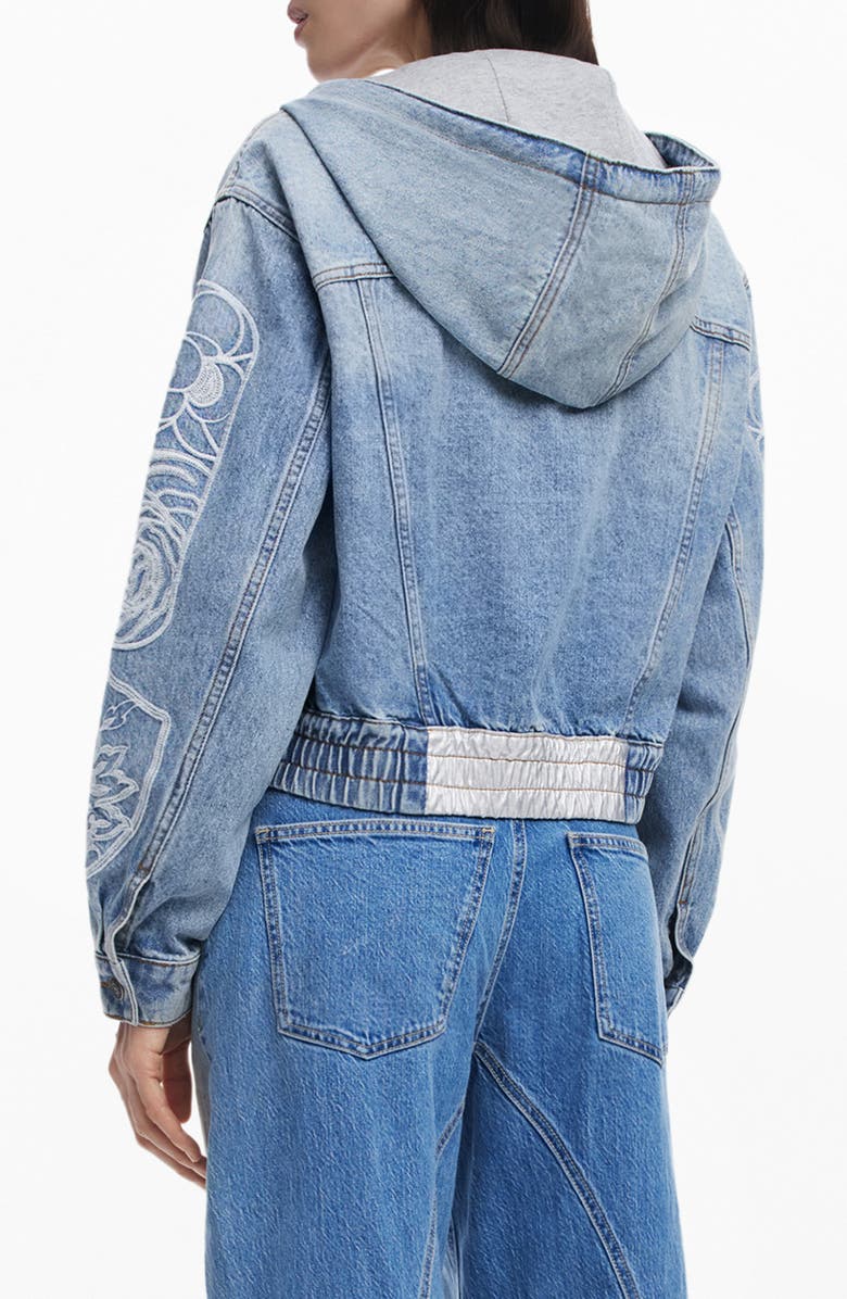 Desigual Hooded Denim Jacket, Alternate, color, Medium Blue