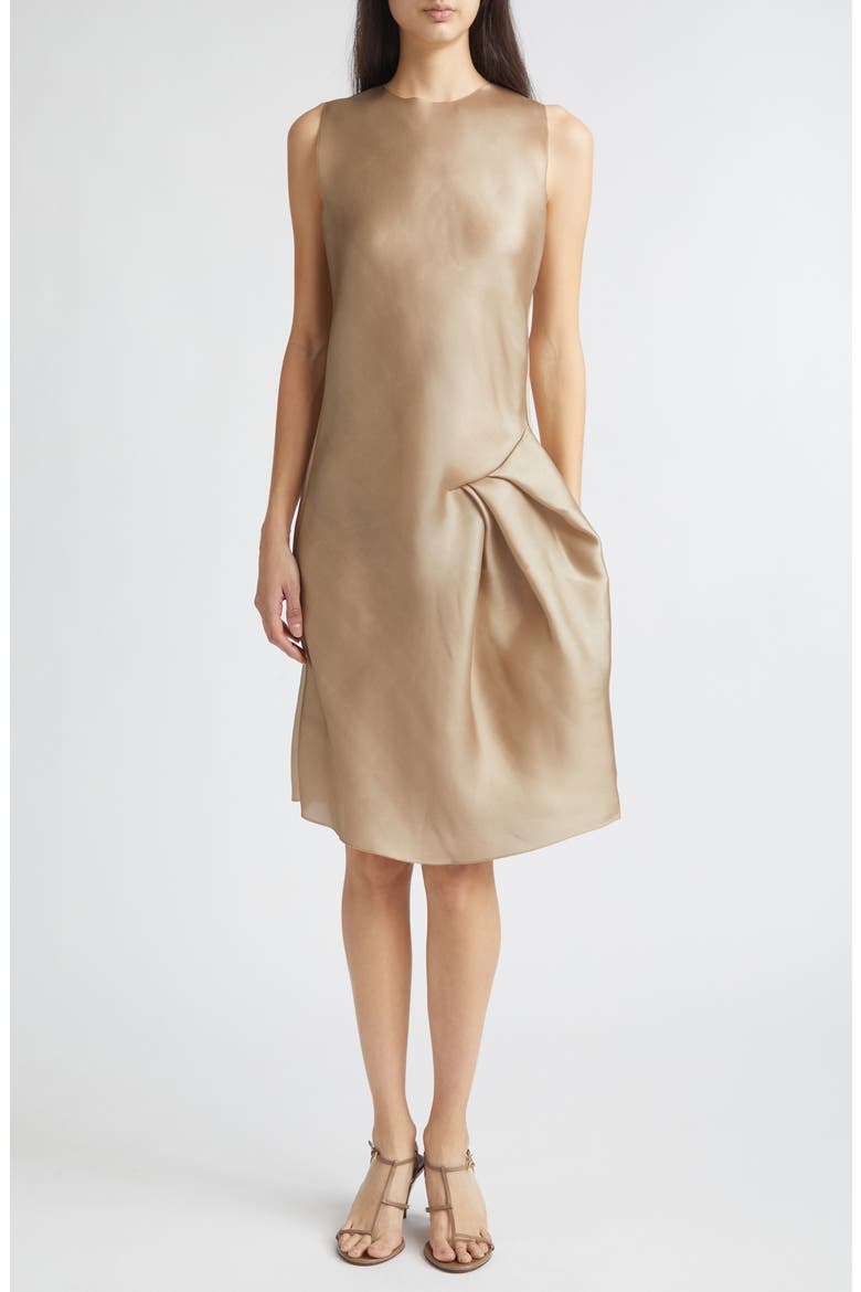 Gala Silk A-Line Dress, Main, color, CHAMPAGNE