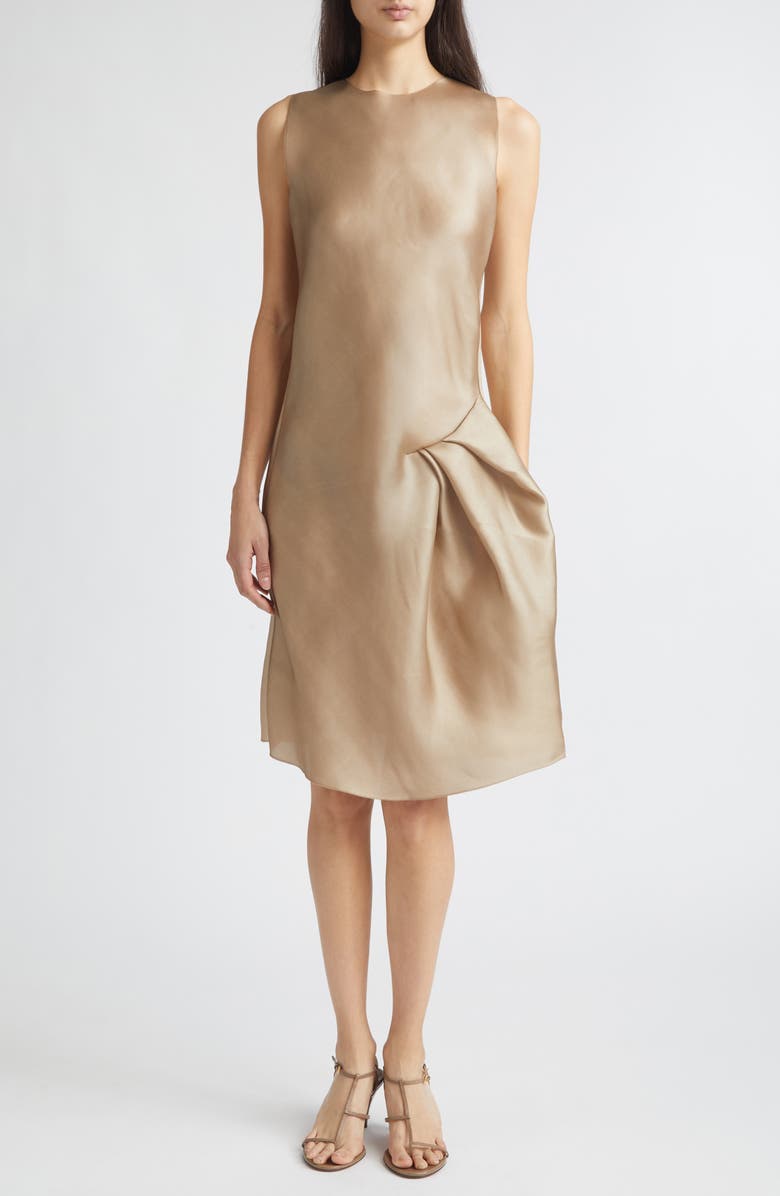 GIA STUDIOS Gala Silk A-Line Dress, Main, color, Champagne