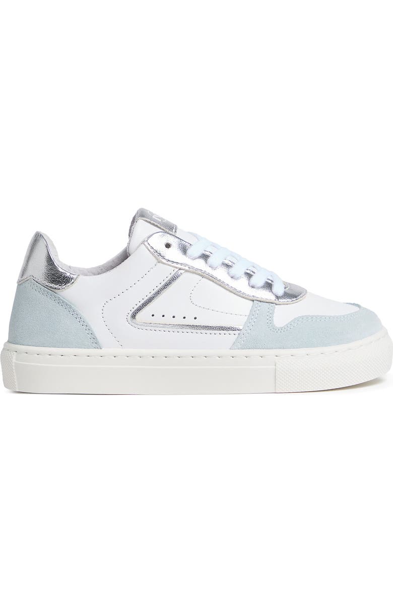 NeroGiardini Kids' Retro Low Top Sneaker, Alternate, color, White/ Baby Blue