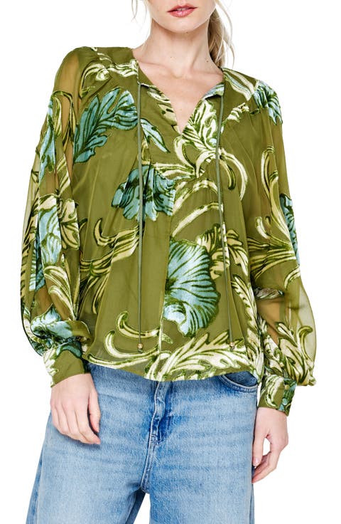 Cindy Burnout Velvet Floral Top