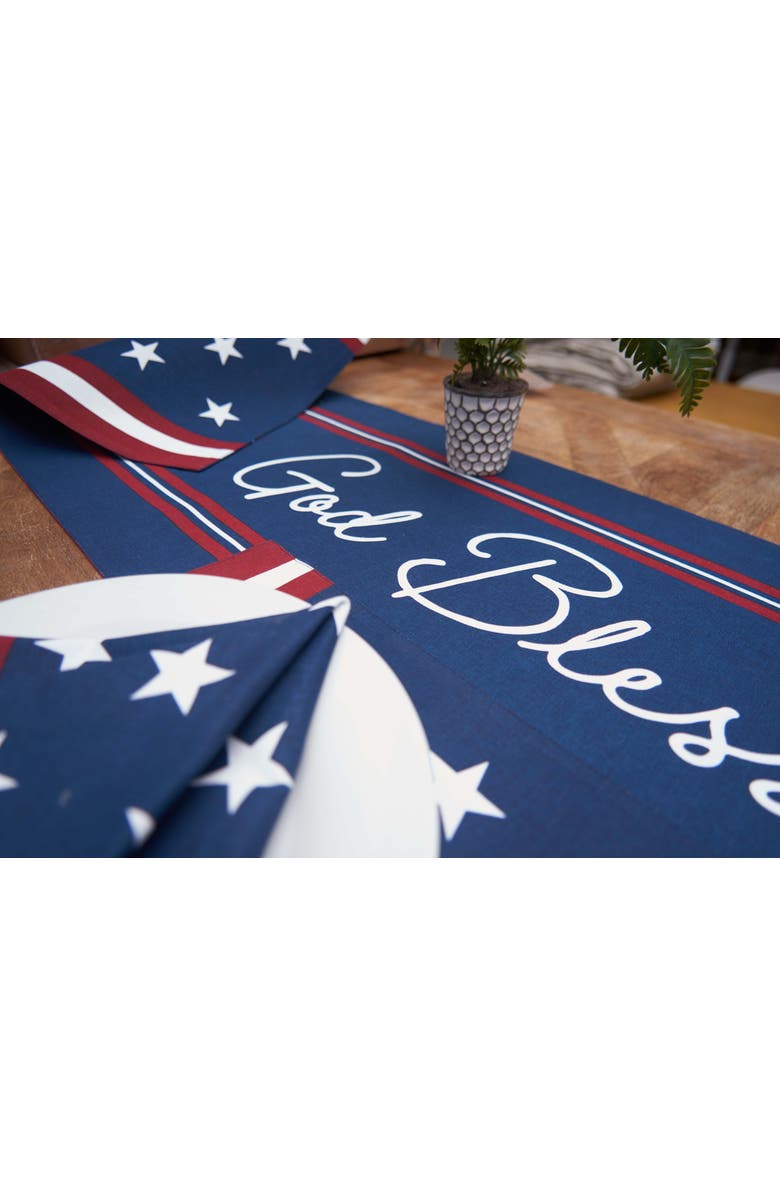 C&F Home Stars & Stripes Patriotic 4th of July Reversible Graphic Print Machine Washable Table Script Runner 14" x 72", Alternate, color, Blue