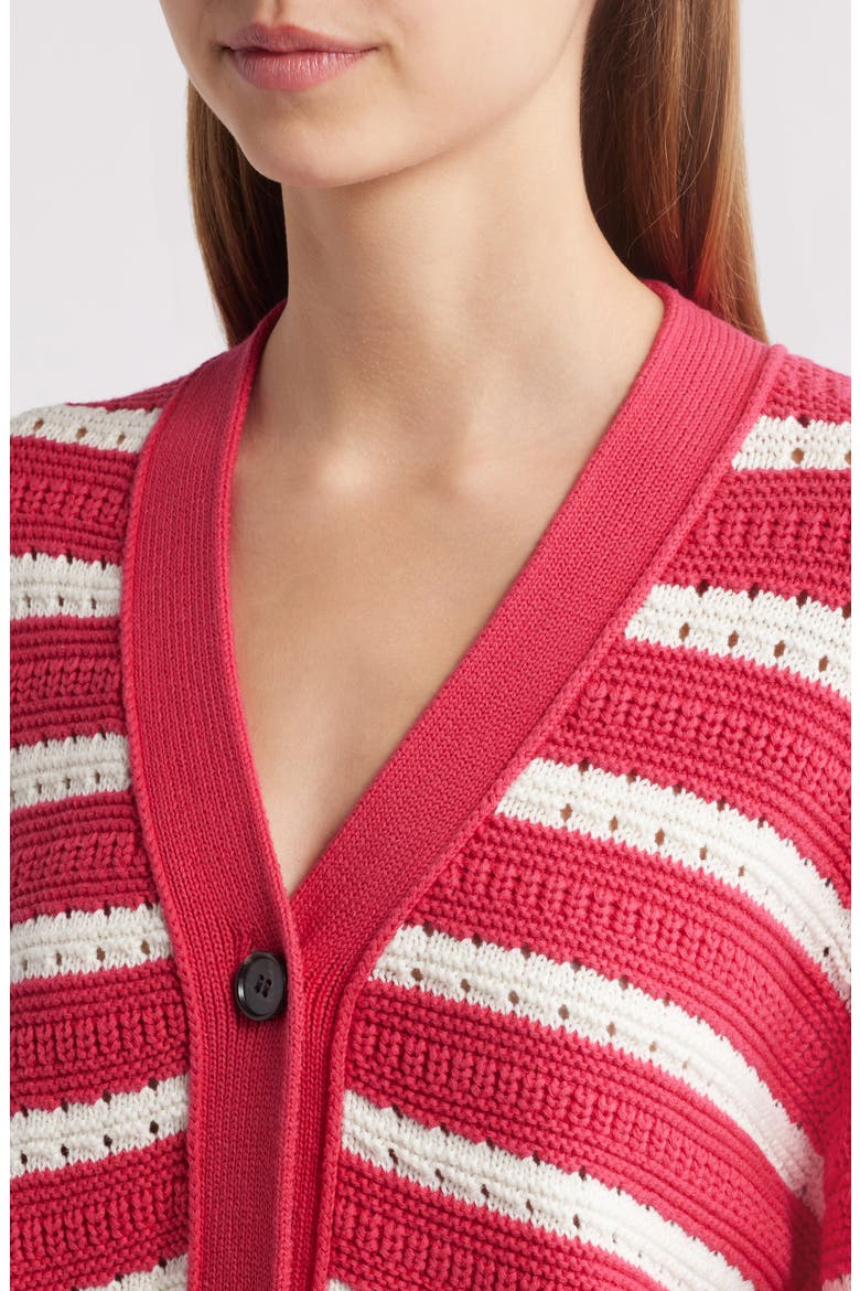 Geneva Stripe Cotton Cardigan, Alternate, color, PINK STRIPE