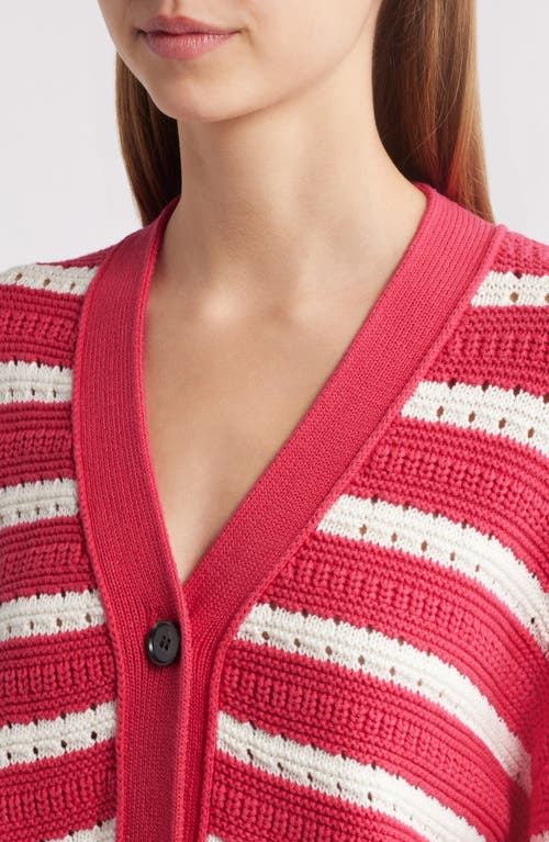 Rails Geneva Stripe Cotton Cardigan In Pink Stripe