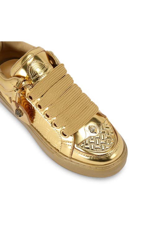 Kurt Geiger Leather Southbank Tag Sneakers In Gold