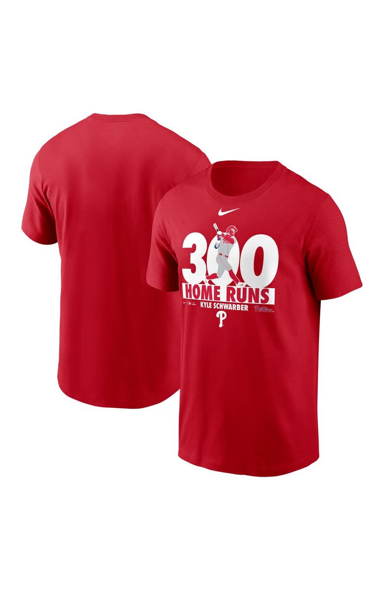 Nike Men's Nike Kyle Schwarber Red Philadelphia Phillies 300 Home Runs Graphic T-Shirt, Main, color, Red
