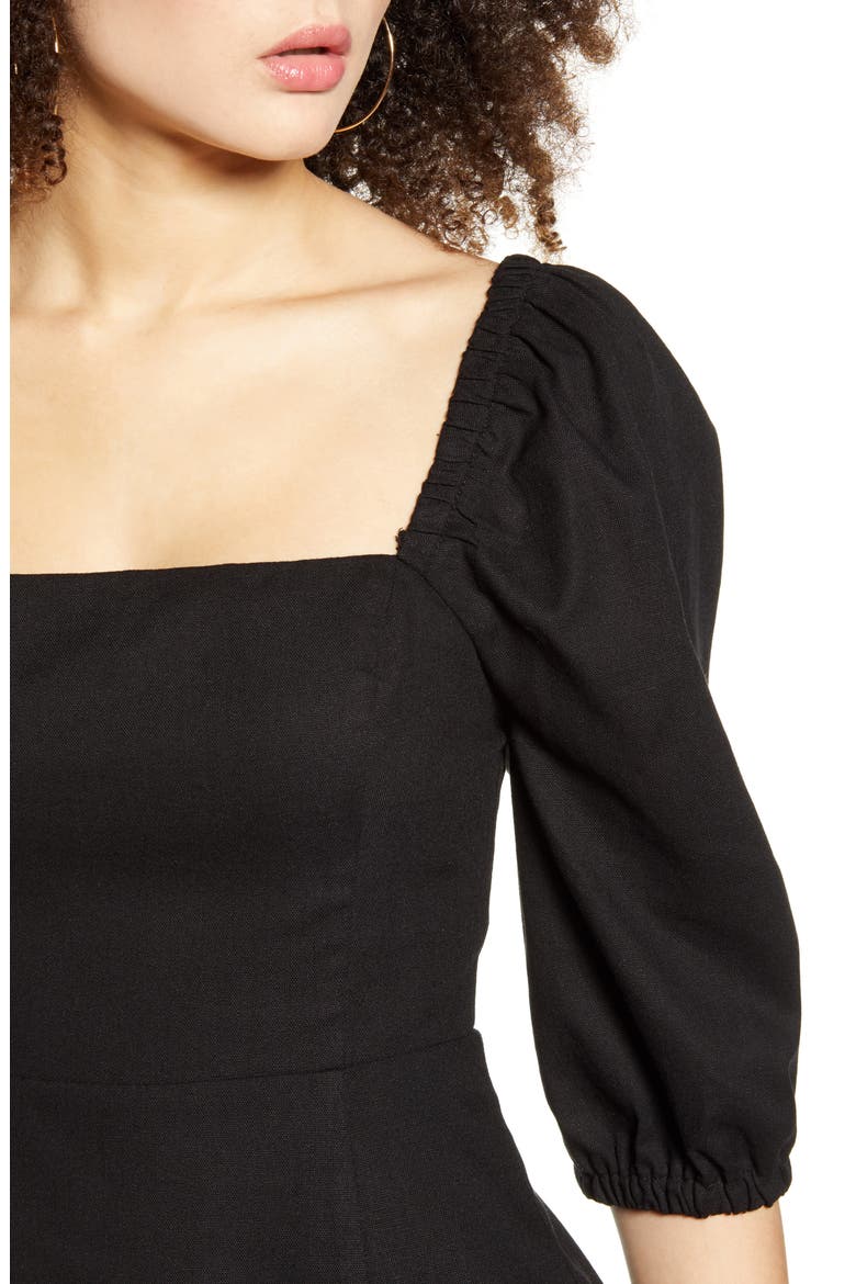 Square Neck Minidress, Alternate, color, BLACK