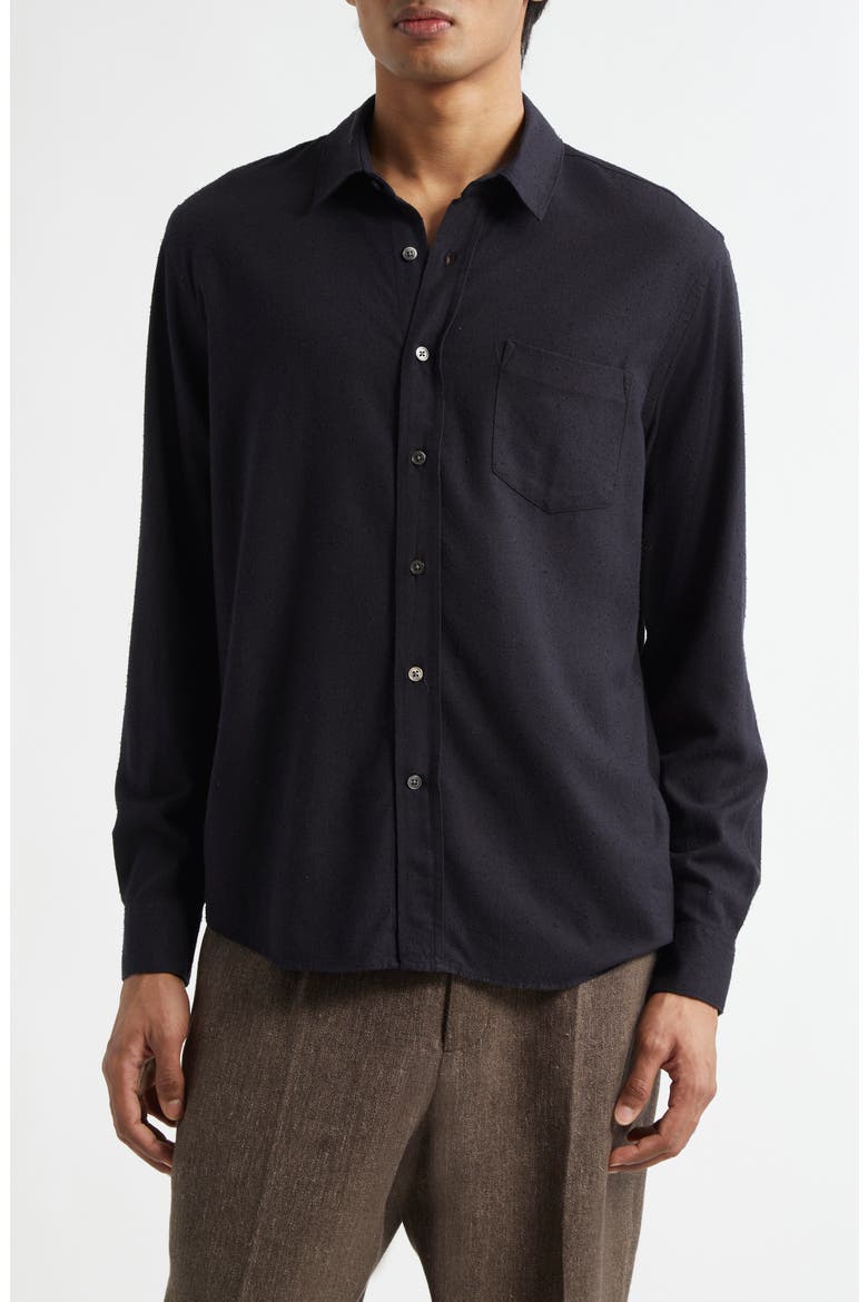 Classic Silk Button-Up Shirt, Main, color, BLACK SILK