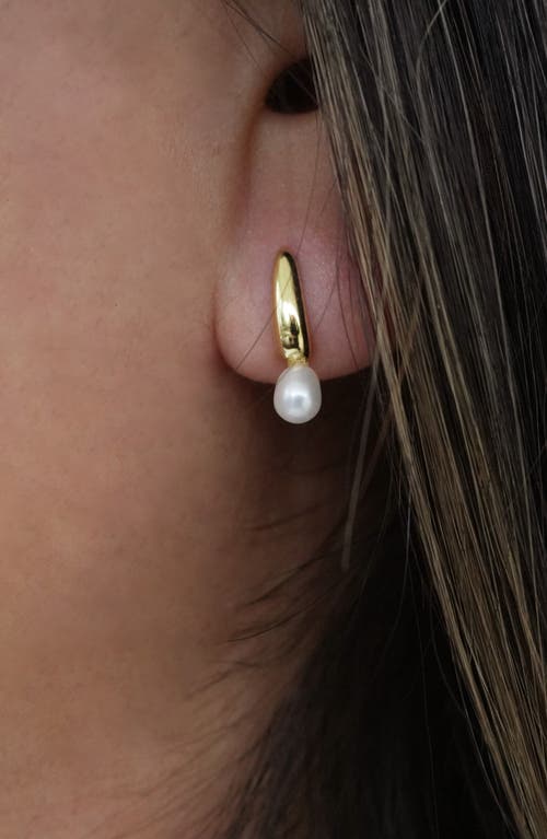 Argento Vivo Liquid Drop Faux Pearl Hoop Earrings In Gold