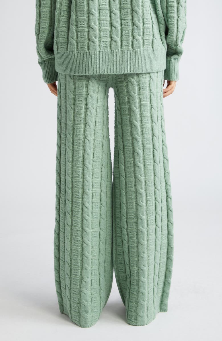 Acne Studios Kong Face Logo Cable Knit Wool Blend Sweater Pants, Alternate, color, 