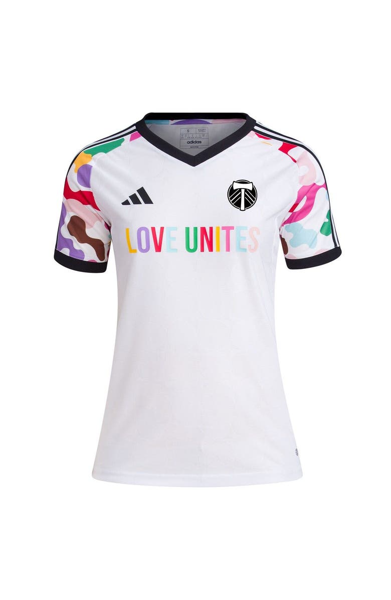 adidas Women's adidas White Portland Timbers 2023 Pride Pre-Match Top, Alternate, color, 