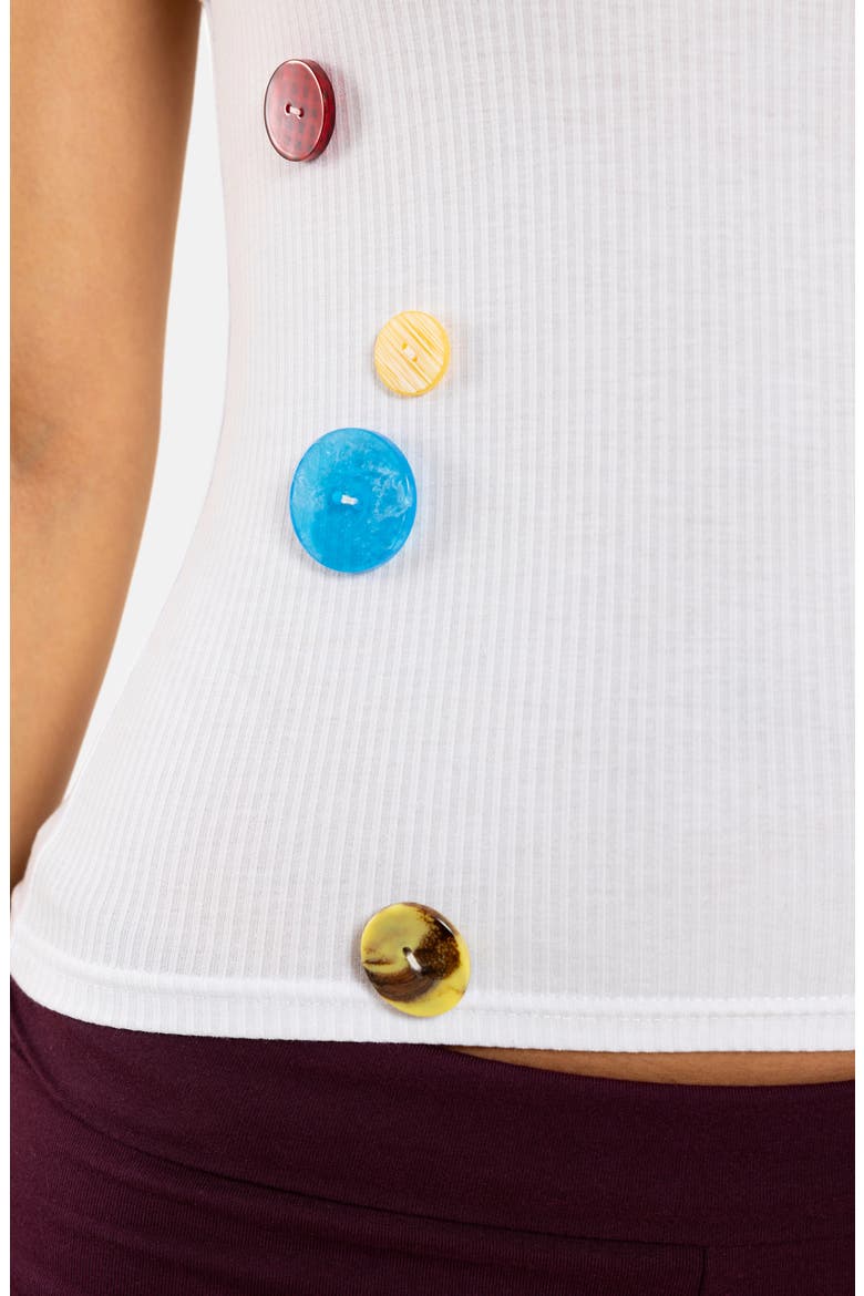 Button Detail Rib Tank, Alternate, color, WHITE