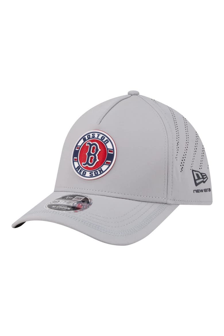 Men's New Era Gray Boston Red Sox Patch 39THIRTY A-Frame M-Crown Perforated Flex Hat, Main, color, Gray