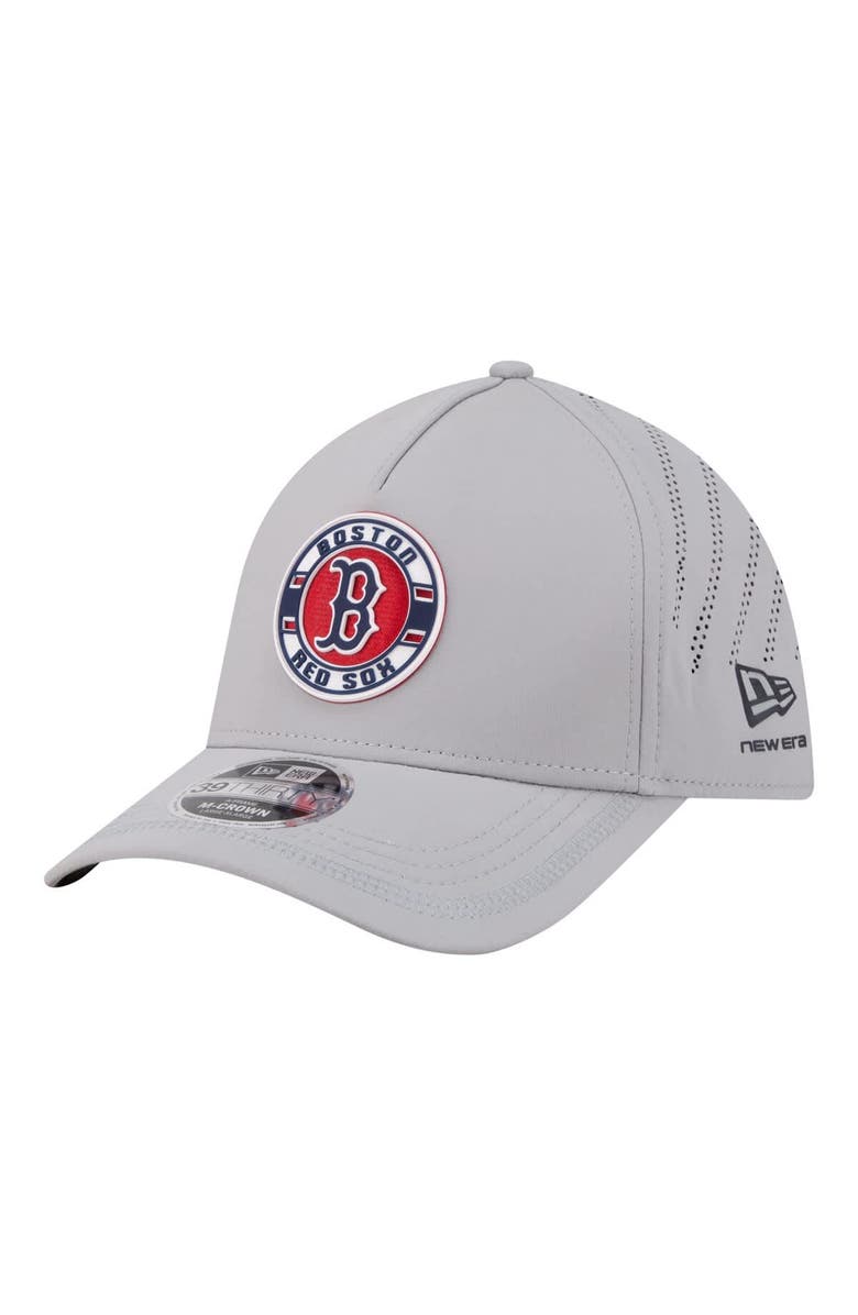 New Era Men's New Era Gray Boston Red Sox Patch 39THIRTY A-Frame M-Crown Perforated Flex Hat, Main, color, Gray