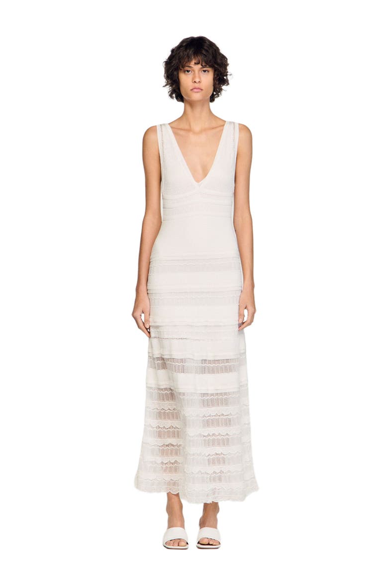 Pointelle knit maxi dress, Main, color, White