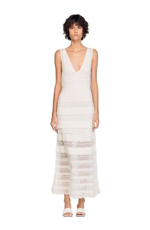 Pointelle knit maxi dress