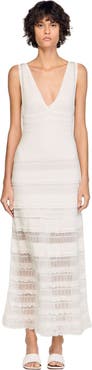 SANDRO Pointelle knit maxi dress