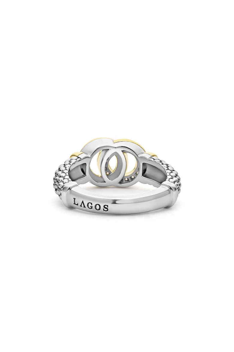 Signature Caviar Two-Tone Interlocking Diamond Ring, Alternate, color, TWO-TONE