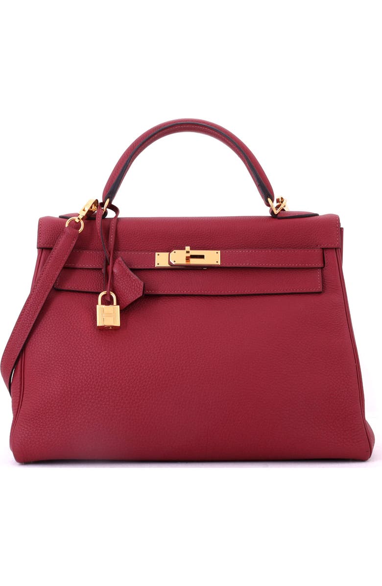Pre-Owned Hermes Kelly Handbag Red Togo with Gold Hardware 32, Main, color, Rouge Grenat