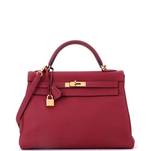 Kelly Handbag Red Togo with Gold Hardware 32
