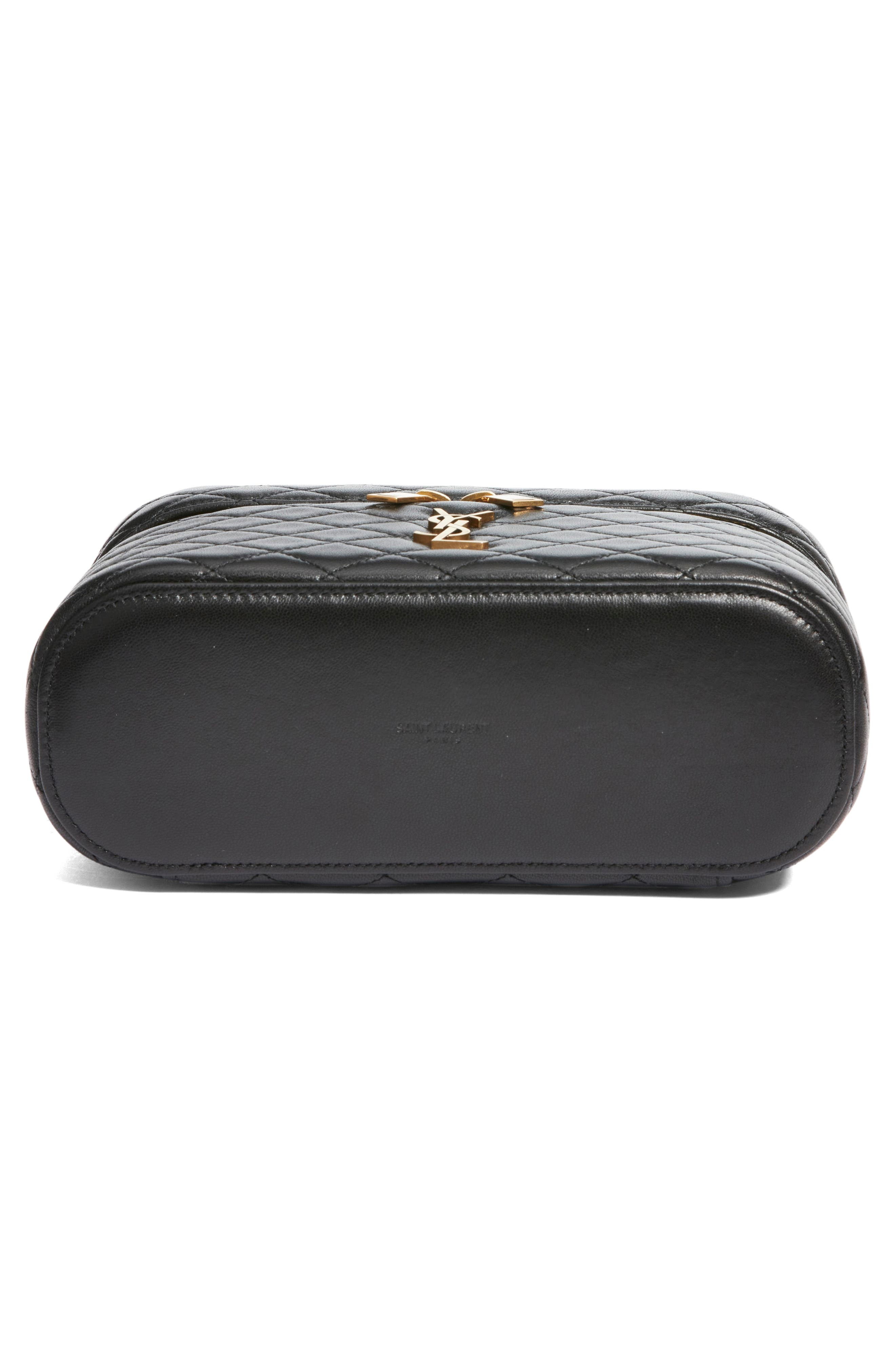 Saint Laurent Large Gaby Quilted Leather Vanity Case, Alternate, color, Noir