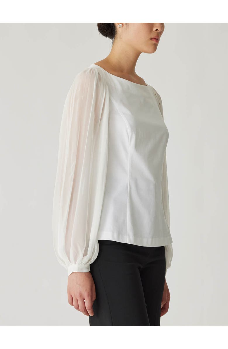 Rebecca Taylor Heavy Cotton Chintz Boat Neck Top, Alternate, color, Milk