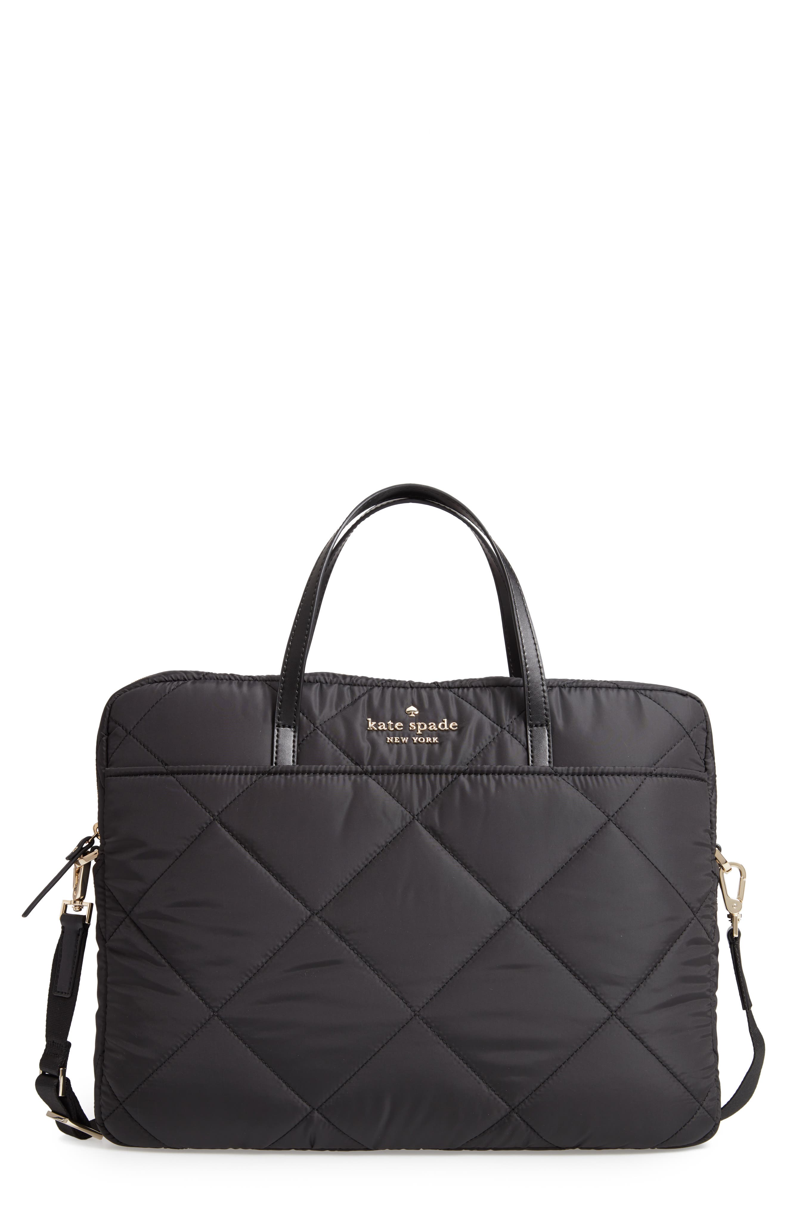 Kate Spade New York quilted nylon universal laptop commuter bag, Main, color, 