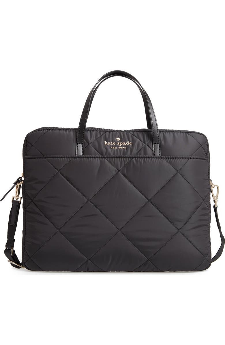 Kate Spade New York quilted nylon universal laptop commuter bag, Main, color,