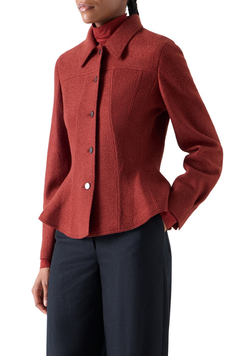 Flared Boiled Wool Jacket, Alternate, color, COPPER