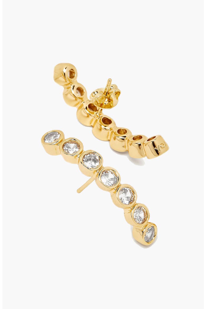 Averto Face On Stud Earrings, Alternate, color, Gold and Crystal