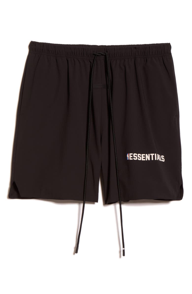 Fear of God Essentials x NBA Classic Fit Stretch Nylon Shorts, Alternate, color, Black