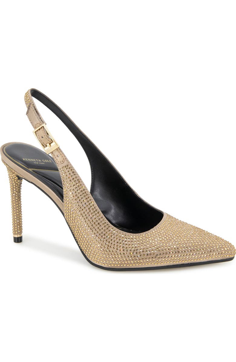 Kenneth Cole Quinnly Crystal Slingback Pointed Toe Pump, Main, color, Shitake Satin