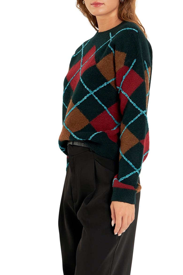 Argyle Sweater, Alternate, color, DARK GREEN MULTI