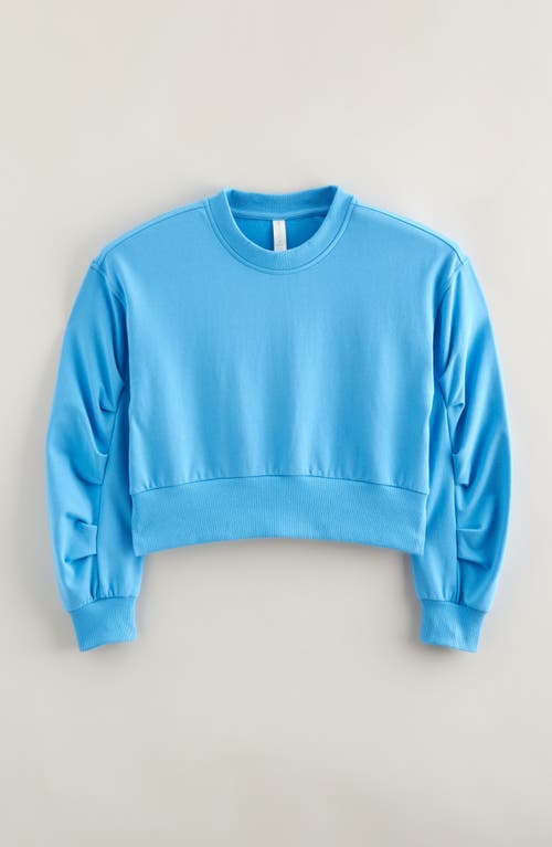 Zella Girl Kids' Pleated Sleeve Sweatshirt in Blue Maya 