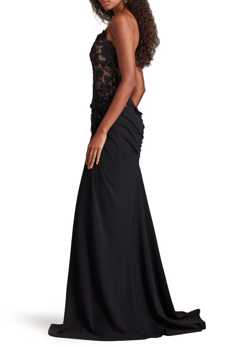 Sequin Embroidered Strapless Gown, Alternate, color, BLACK/ NUDE