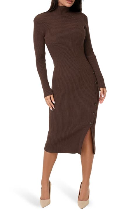 Mock Neck Sweater Midi Dress