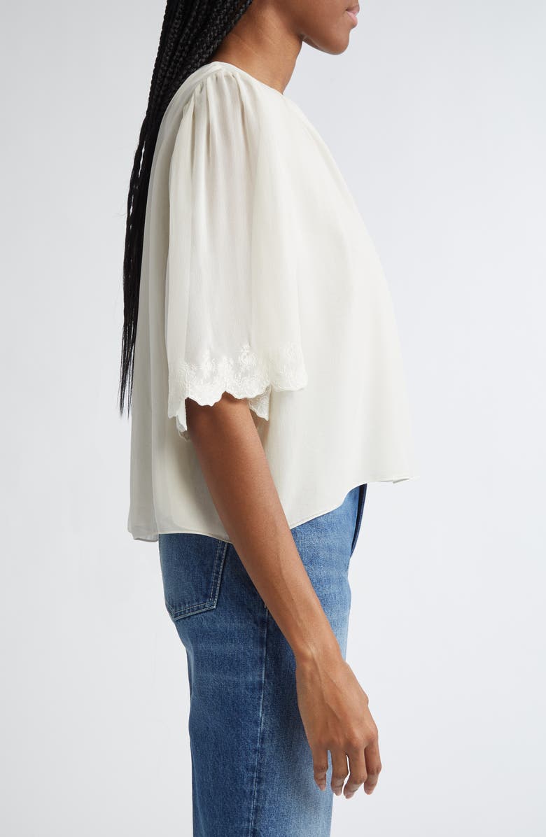 Chloé Floral Embroidered Silk Georgette Top, Alternate, color, 