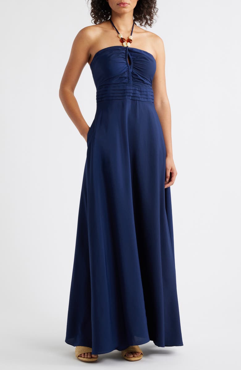 Eliza J Halter Maxi Dress, Main, color, Navy
