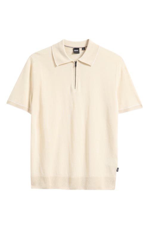 Hugo Boss Boss Ivory Polo Shirt With Half-zip In Neutral