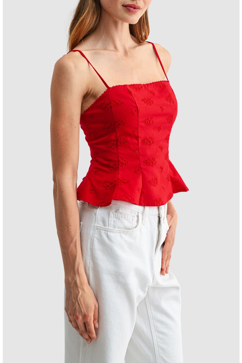 Embroidered Peplum Tank, Alternate, color, RED