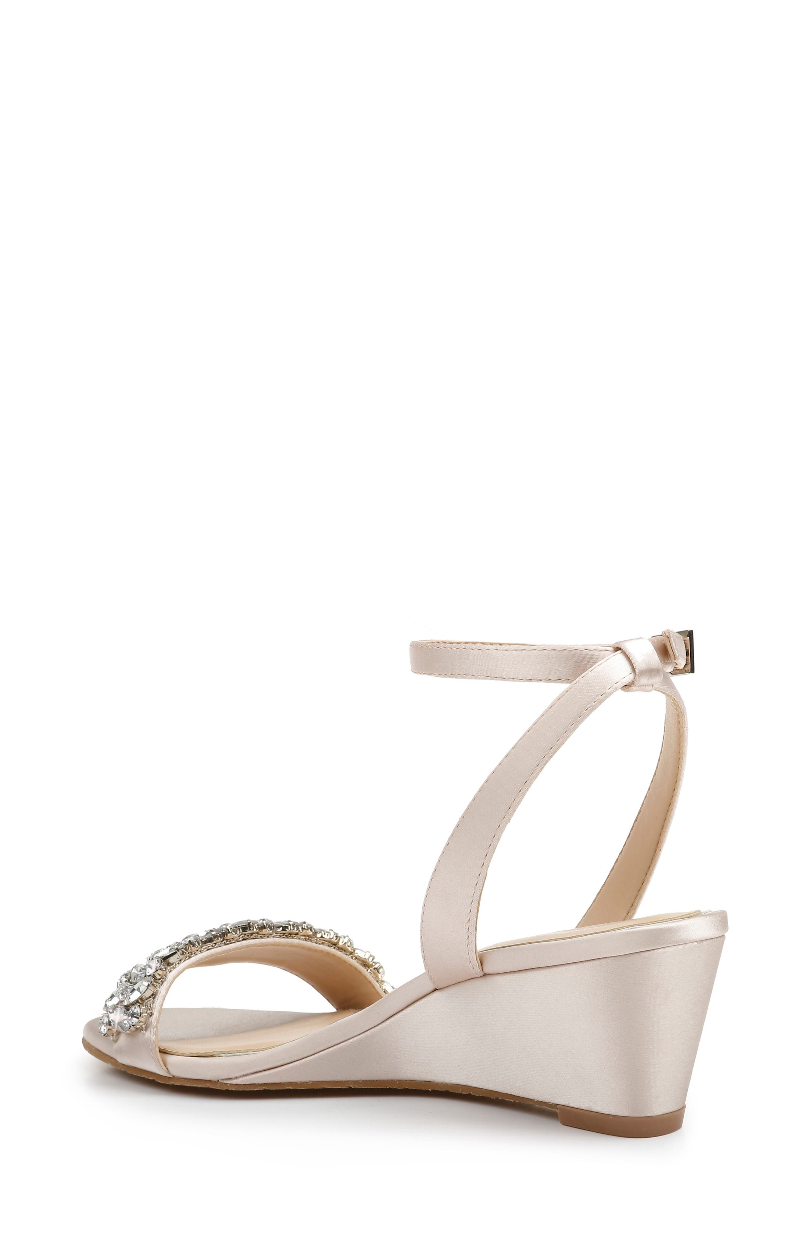 Bellevue Ankle Strap Wedge Sandal, Alternate, color, CHAMPAGNE SATIN