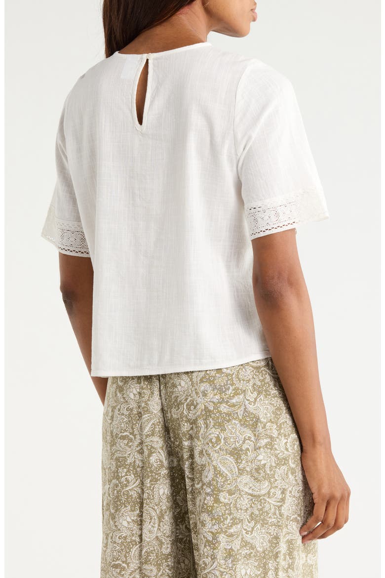 Lace Detail Short Sleeve Top, Alternate, color, IVORY EGRET