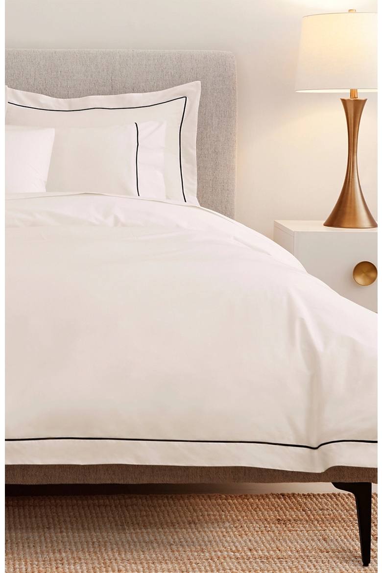Heirloom Organic Percale Sheet Set, Alternate, color, White/Blue