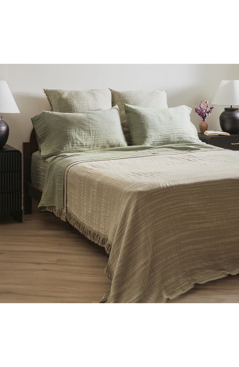 Crane Air Sage Fringe Bedspread, Alternate, color, Sage